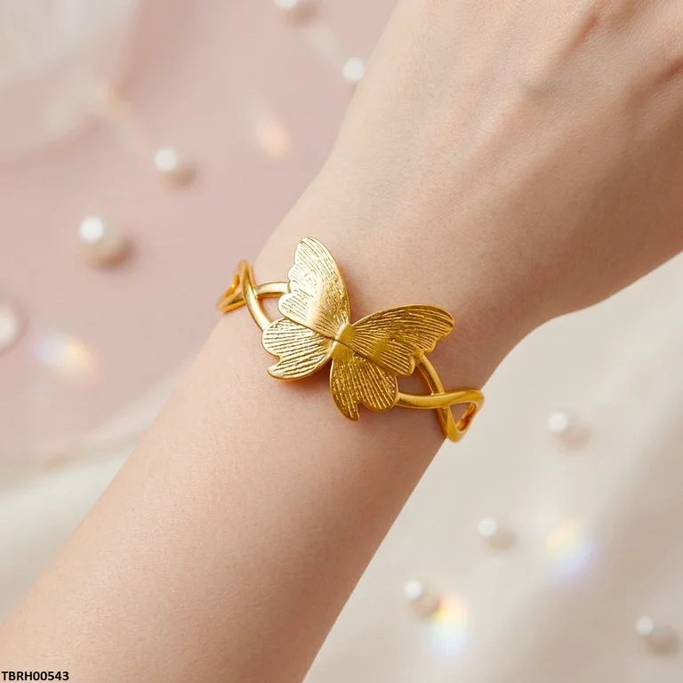Hln Butterfly Cuff Stainless Steel Bracelet Adjustable