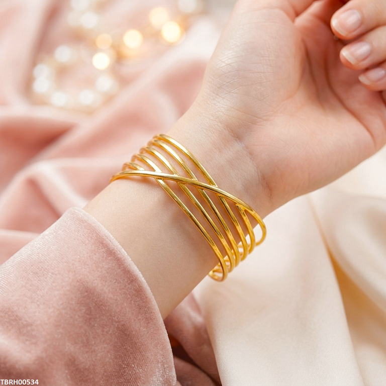 Hln Crossover Cuff Stainless Steel Bracelet Adjustable