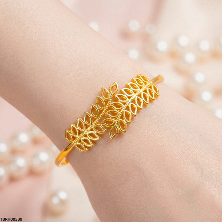 Hln Double Leaf Cuff Stainless Steel Bracelet Adjustable