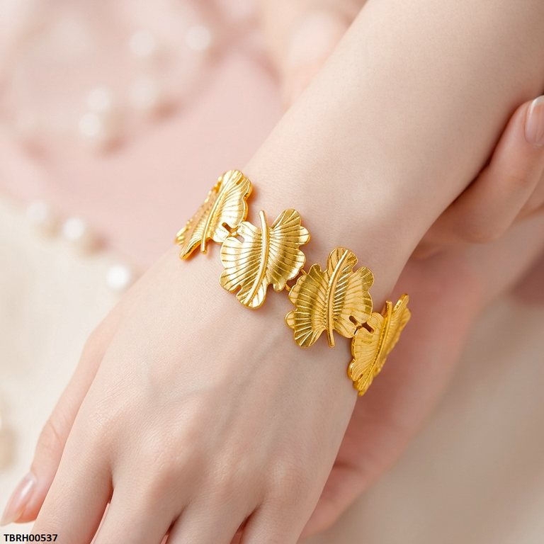 Hln Monstera Leaf Cuff Stainless Steel Bracelet Adjustable