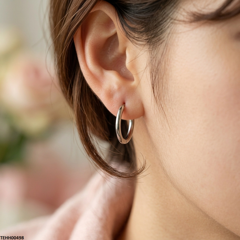 Xas Round Stainless Steel Ear Hoops Pair