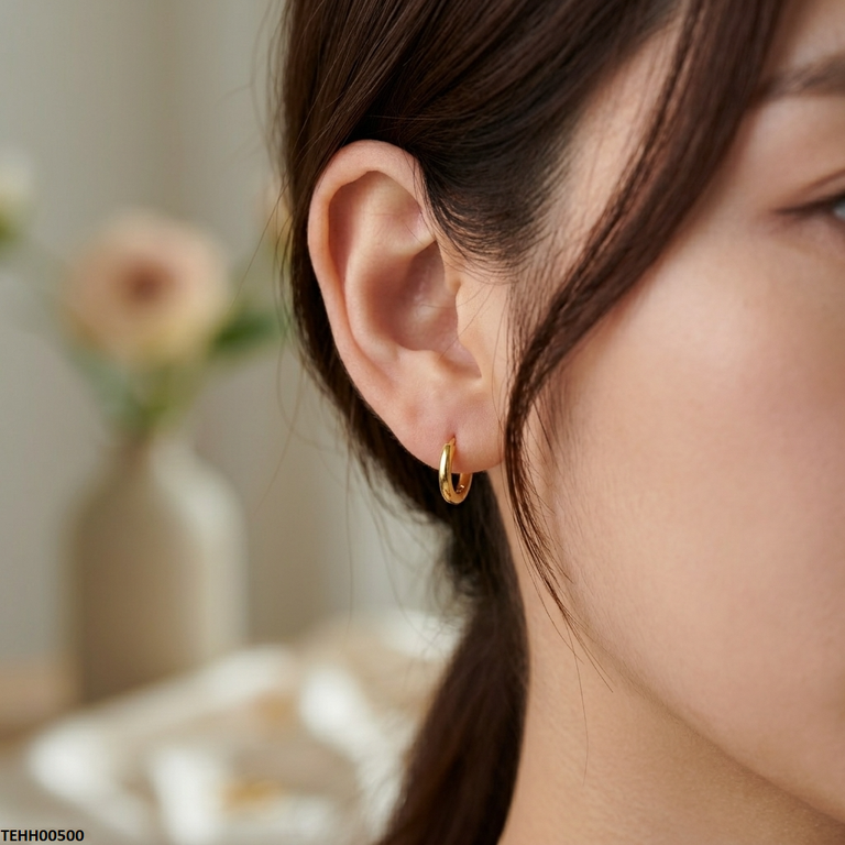 Xas Round Stainless Steel Ear Hoops Pair
