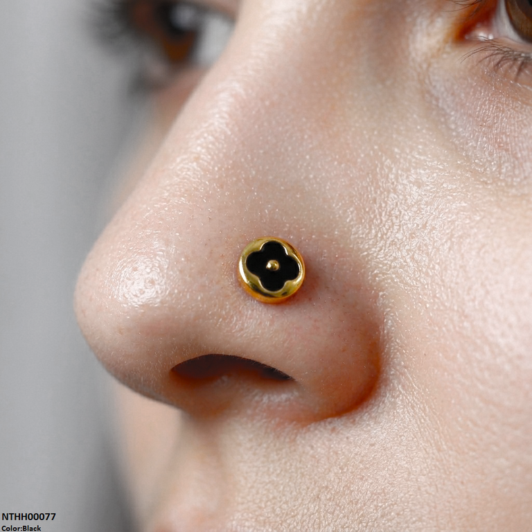 Xas Round Clover Flower Stainless Steel Nose Pin