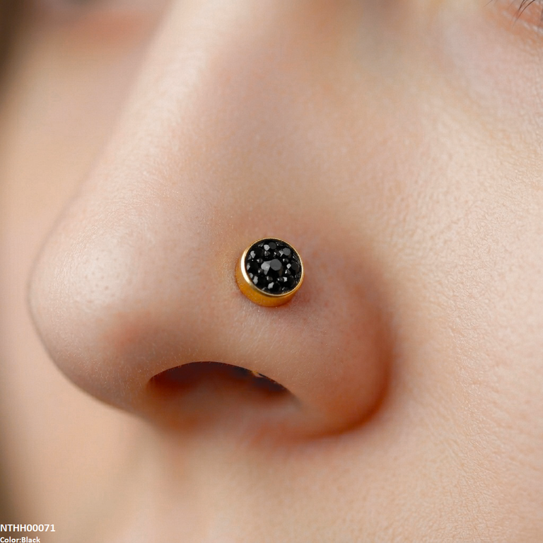 Xas Round Stone Stainless Steel Nose Pin