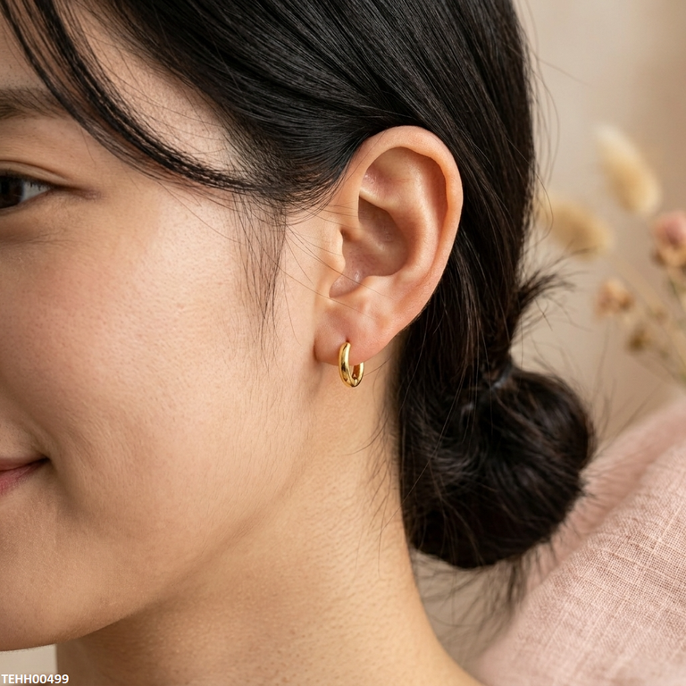 Xas Round Stainless Steel Ear Hoops Pair