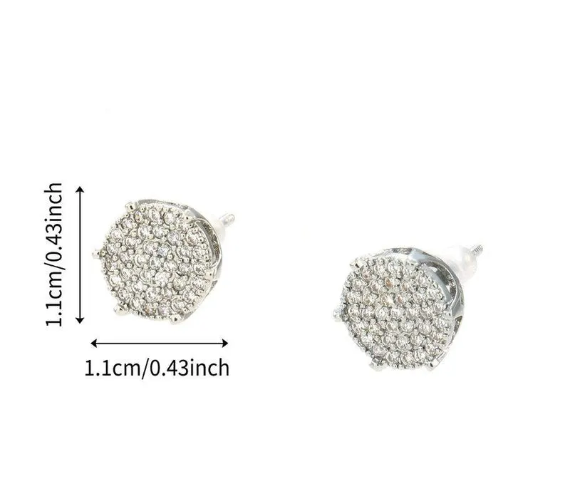 Halo Crystal Zircon Stainless Steel Tops Pair