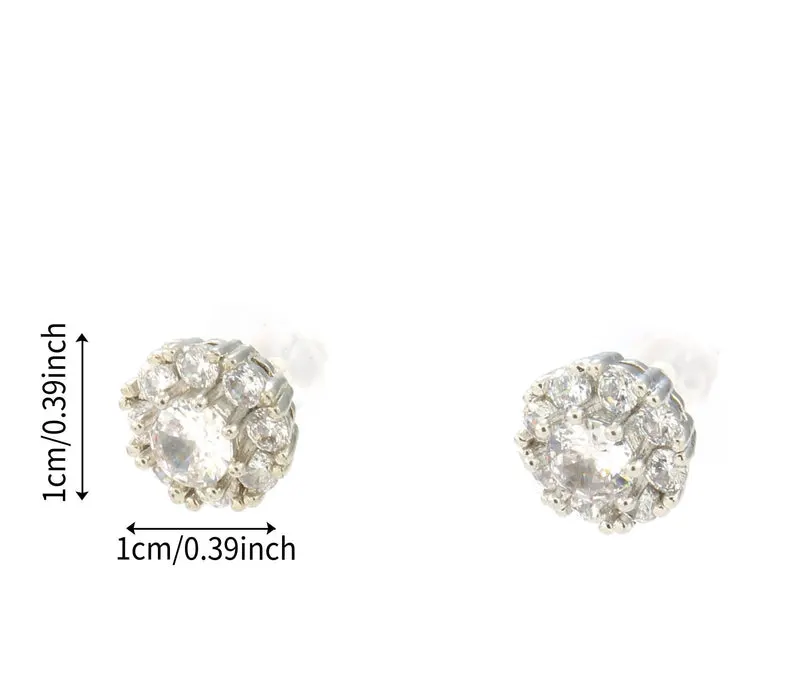 Round Zircon Stone Stainless Steel Tops Pair