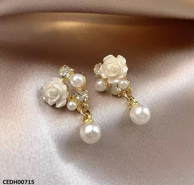 Flower Pearl Drop Earrings