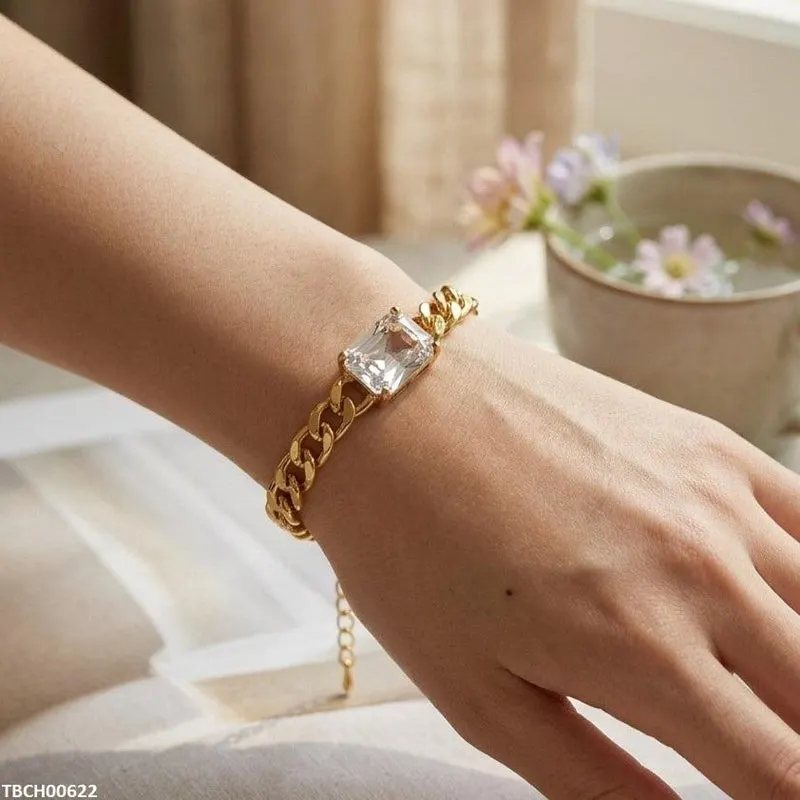 Rectangle Stone Chain Bracelet Adjustable