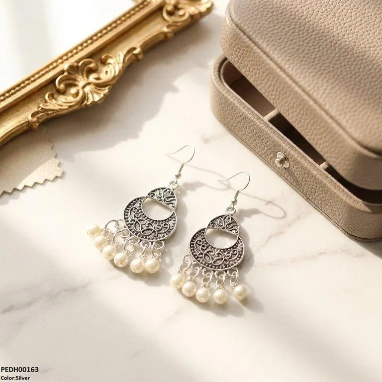 Moon Pearl Drop Earrings