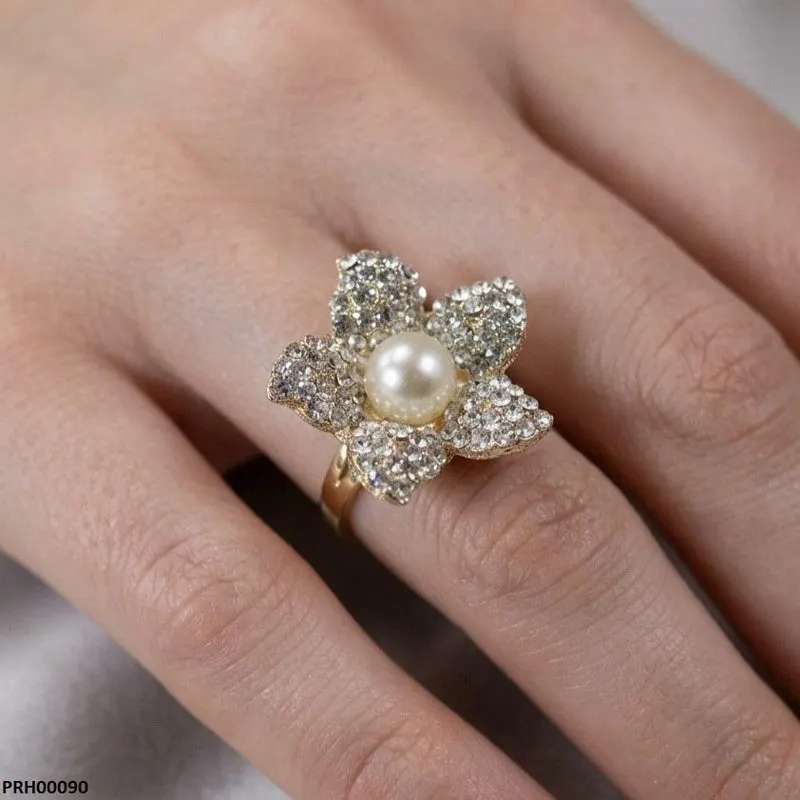 Flower Pearl Ring Adjustable
