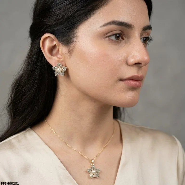 Pearl Flower Pedant Set