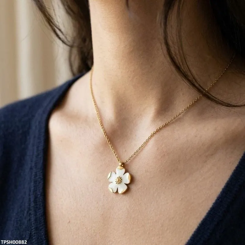 Stainless Steel Flower Drop Pendant