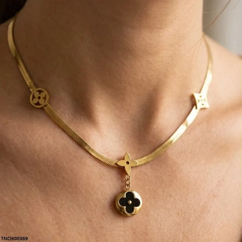 Stainless Steel Flower Drop Necklace