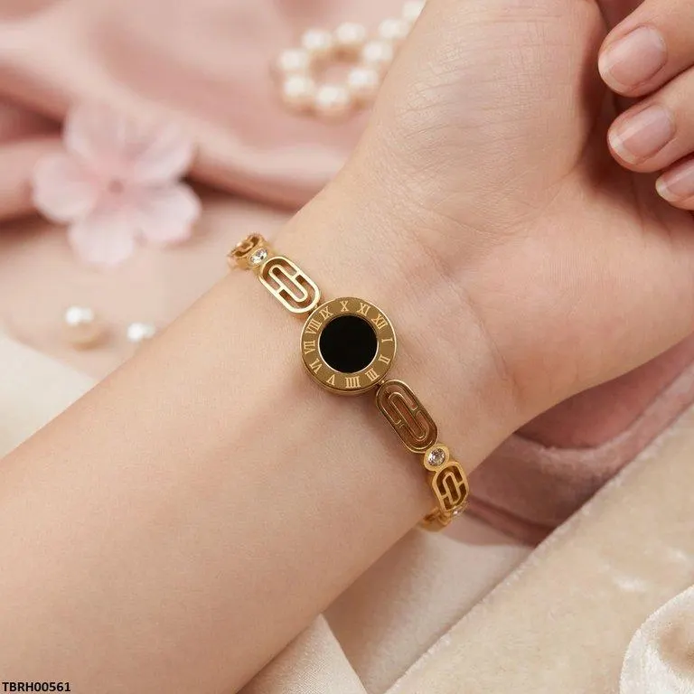 Bhs Round Stone Stainless Steel Bracelet Adjustable