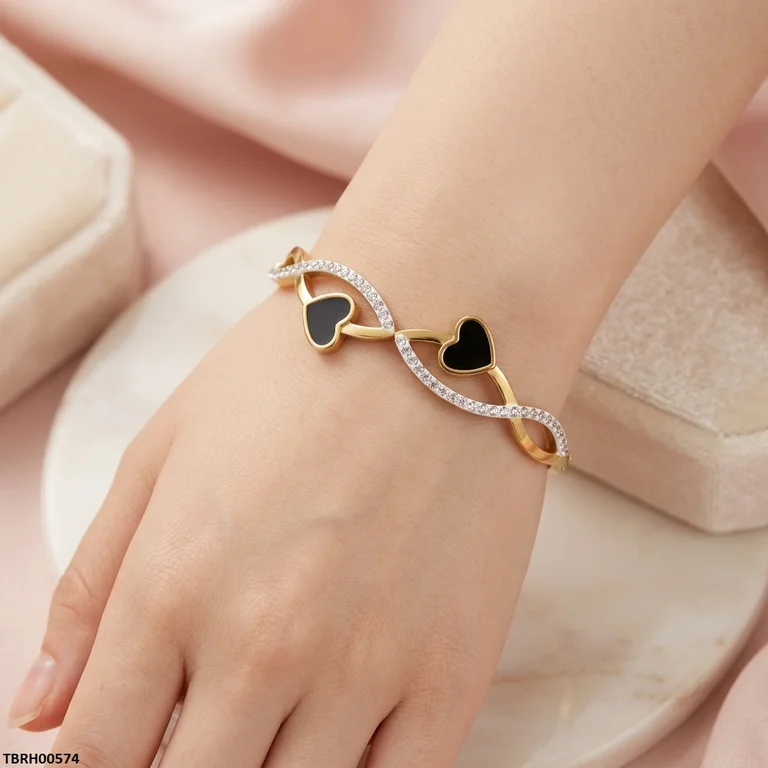 Bhs Heart Layer Stainless Steel Bracelet Adjustable