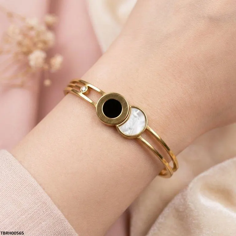 Bhs Round Moon Stainless Steel Bracelet Adjustable