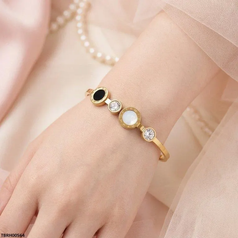 Bhs Round Stone Stainless Steel Bracelet Adjustable