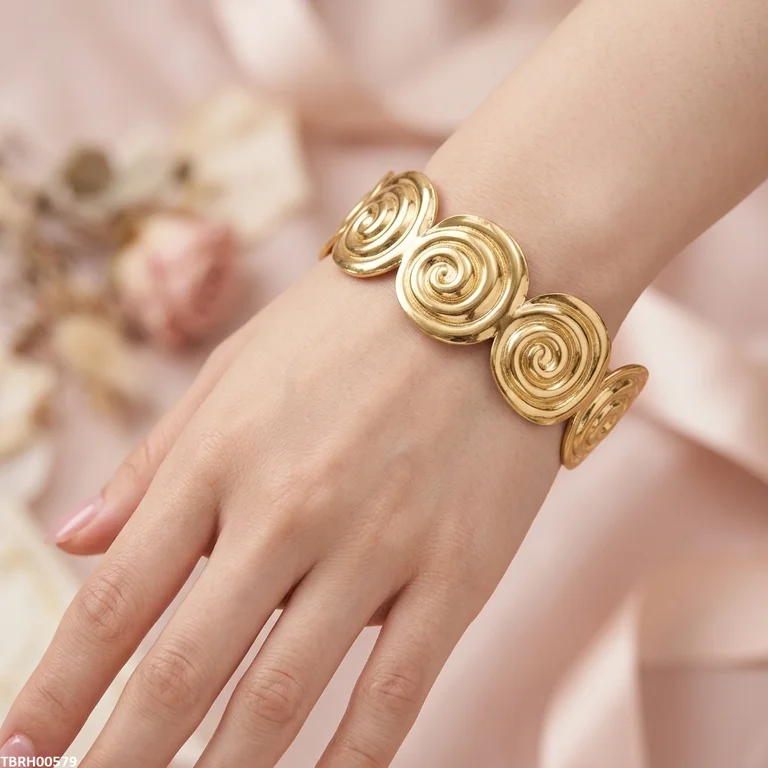 Bhs Spiral Design Stainless Steel Bracelet Adjustable