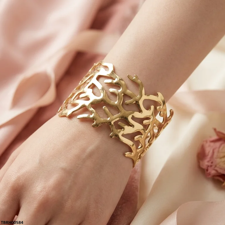 Bhs Tree Design Stainless Steel Cuff Bracelet Adjustable