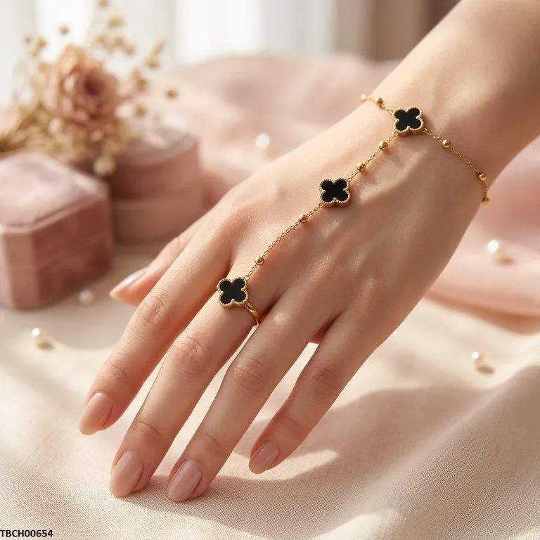Bhs Stainless Steel Clover Angla Bracelet Adjustable