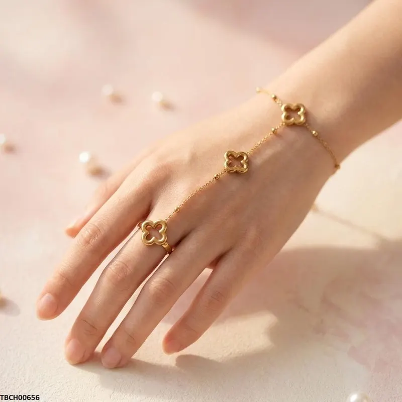 Bhs Stainless Steel Clover Angla Bracelet Adjustable