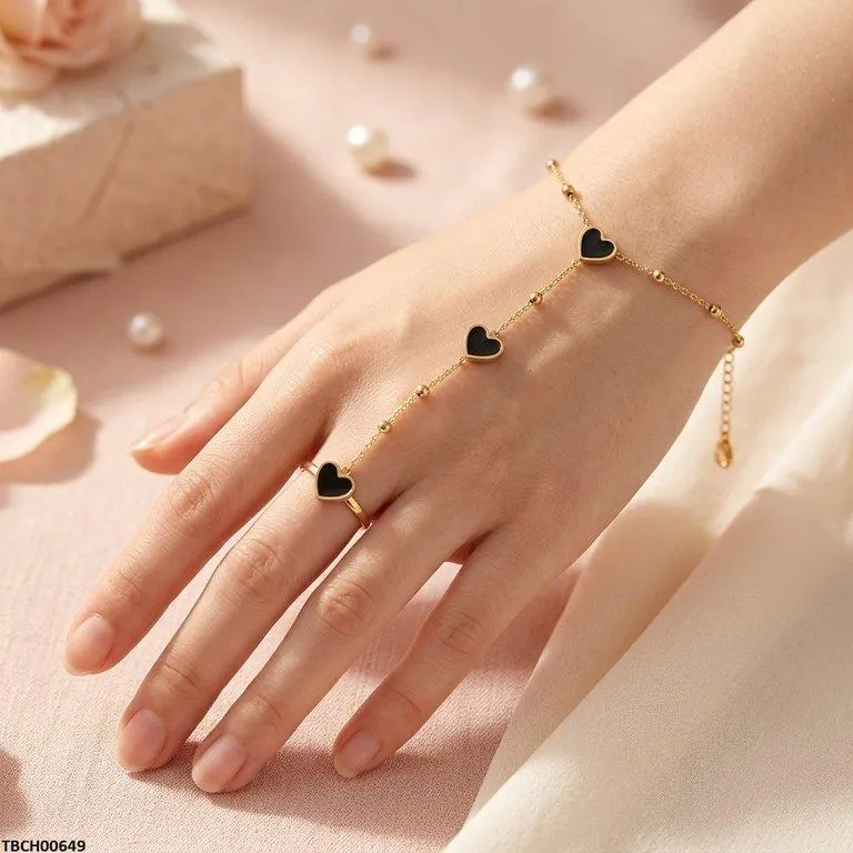 Bhs Stainless Steel Heart Angla Bracelet Adjustable