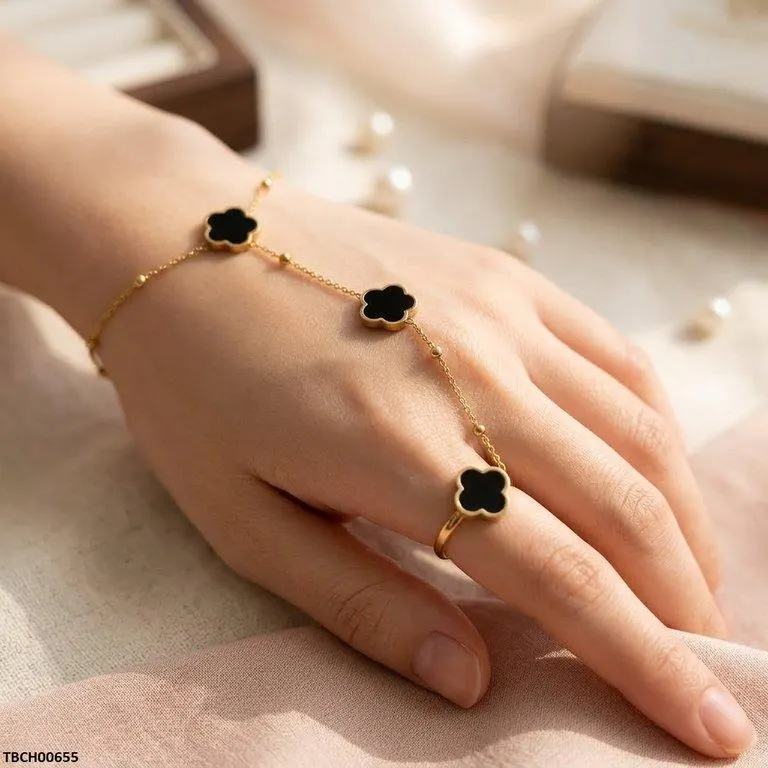 Bhs Stainless Steel Clover Angla Bracelet Adjustable