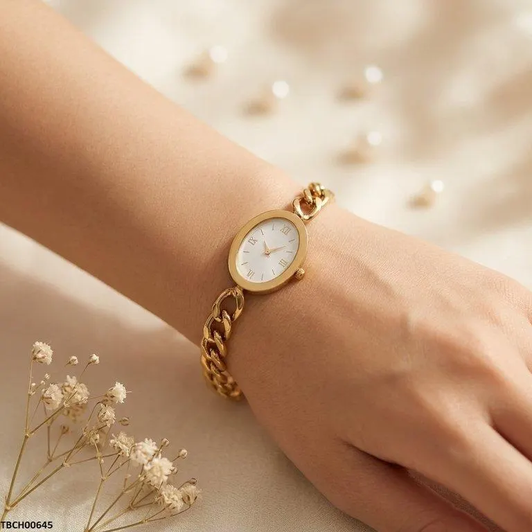 Bhs Oval Watch Design Stainless Steel Bracelet