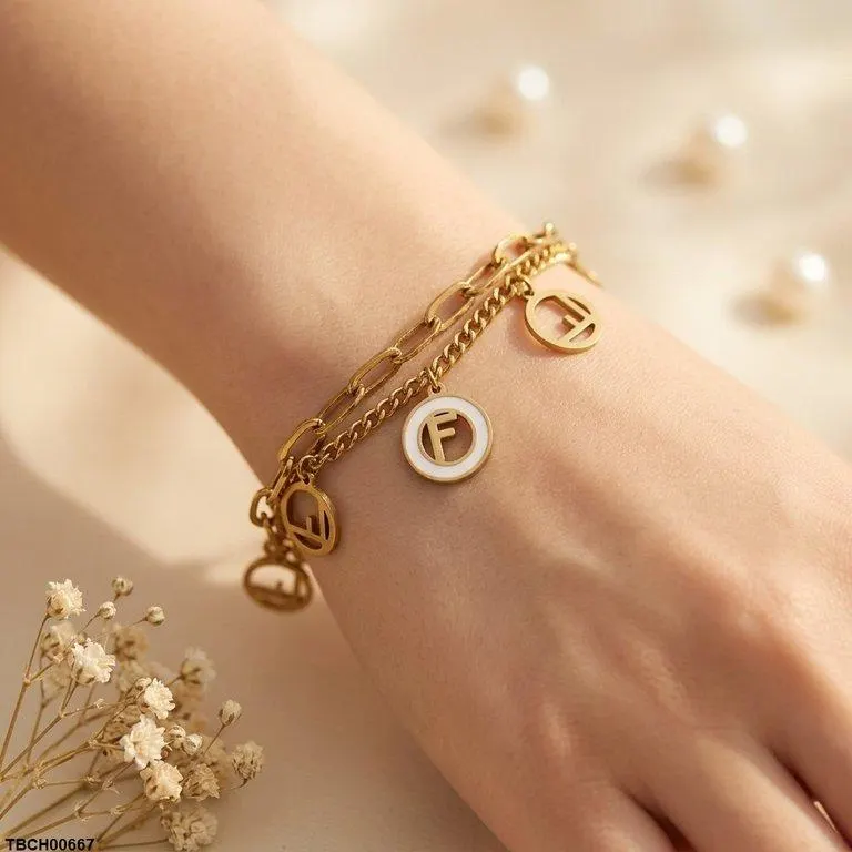 Bhs Stainless Steel F Shape Bracelet Adjustable
