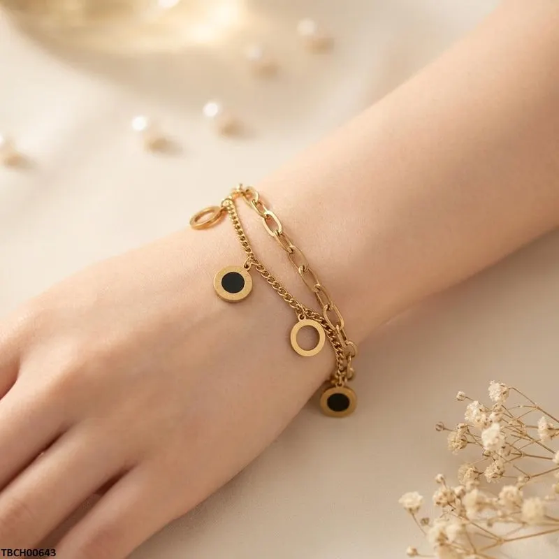 Bhs Round Double Link Chain Stainless Steel Bracelet