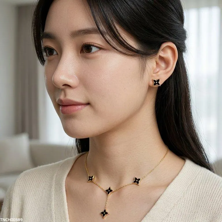 Bhs Ninja Star Stainless Steel Necklace Set