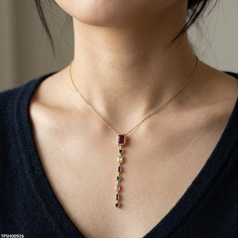 Bhs Multi Shape Stainless Steel Zircon Stone Pendant
