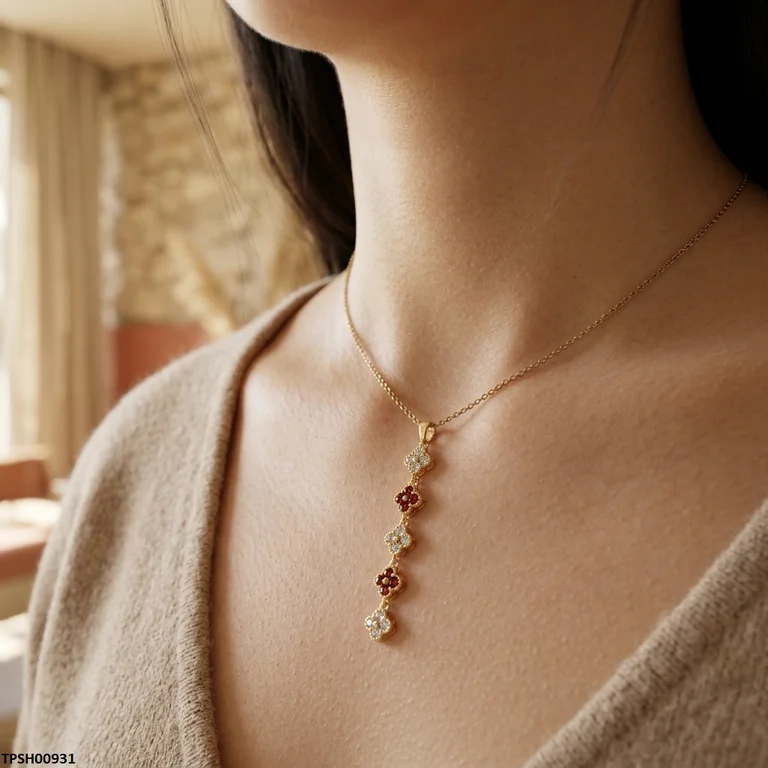 Bhs Round Stainless Steel Zircon Stone Pendant