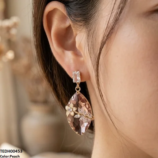 Marquise/Leaf Zircon Flower Earrings