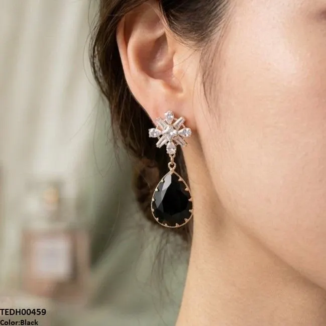 Flower/Tear Drop Zircon Earrings
