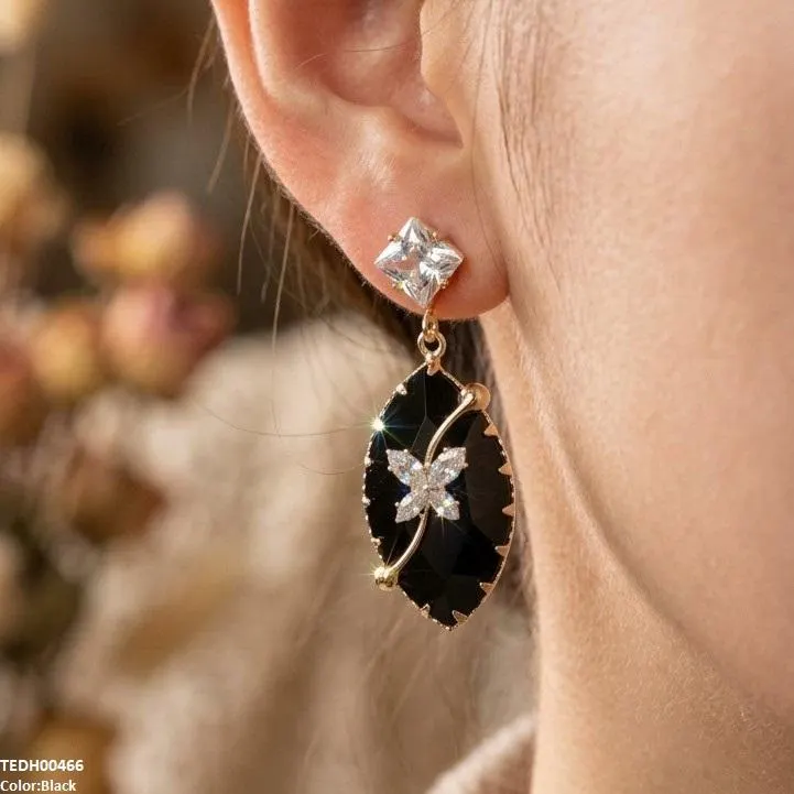 Square/Marquise Drop Zircon Earrings