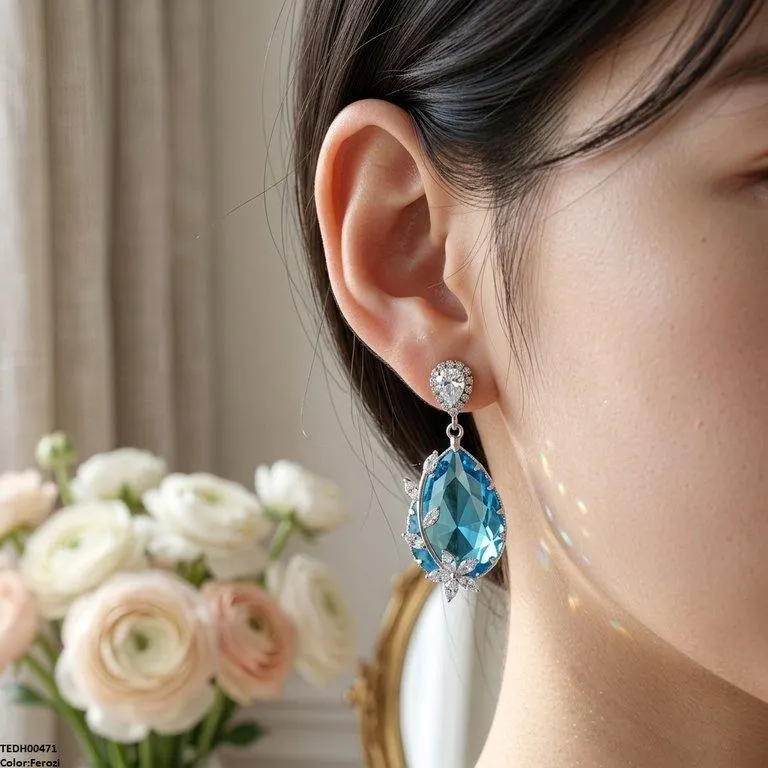 Flower/Double Tear Drop Zircon Earrings