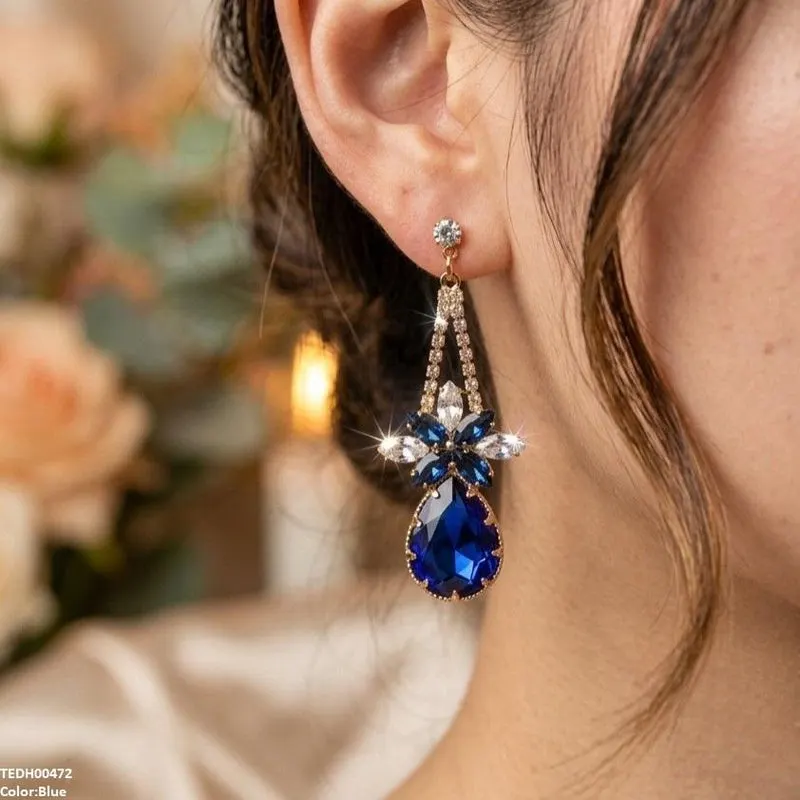 Flower/Tear Drop Zircon Earrings