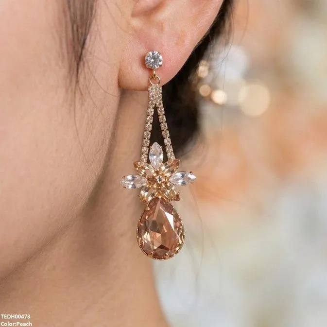 Flower/Tear Drop Zircon Earrings