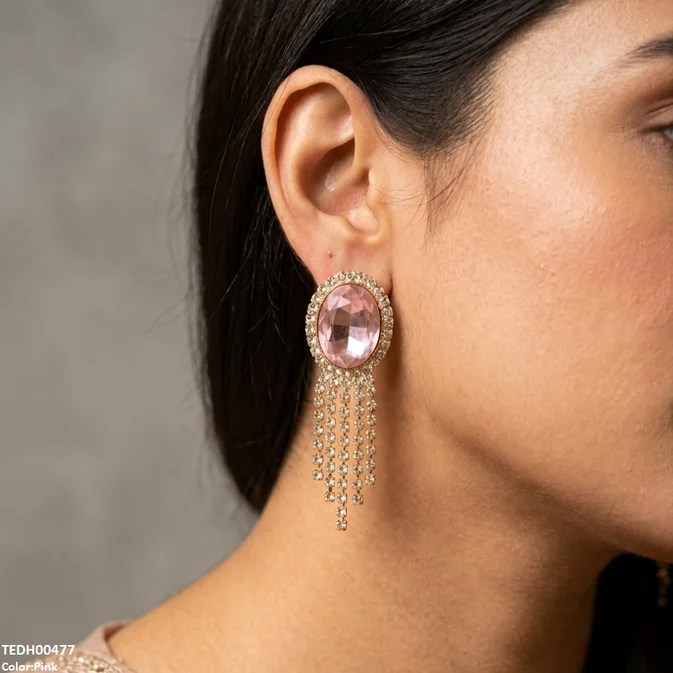 Oval Layered Drop Earrings