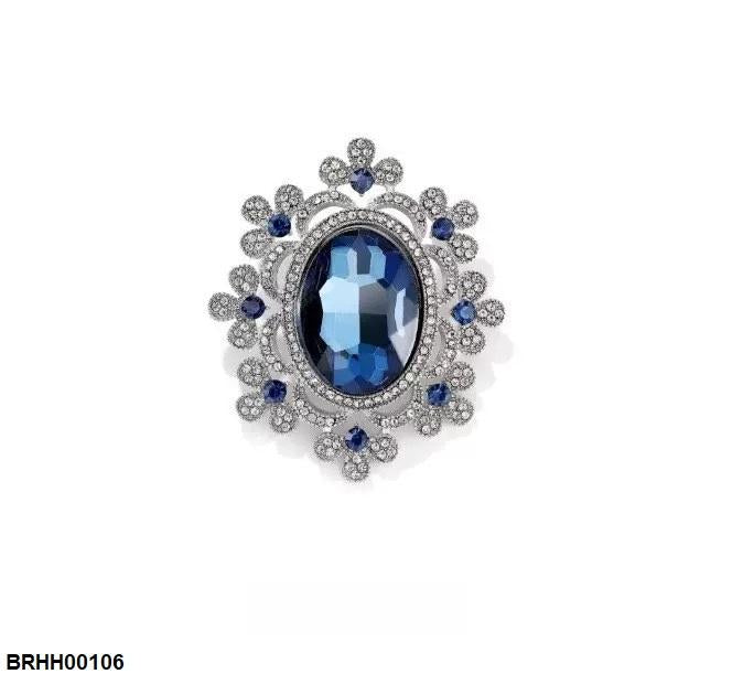 Oval Flower Zircon Broach