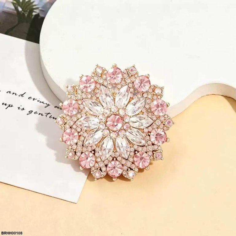 Pink Sunflower Zircon Broach