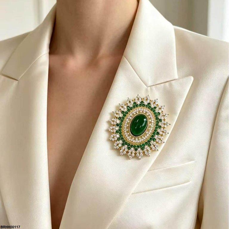 Oval Flower Zircon Broach
