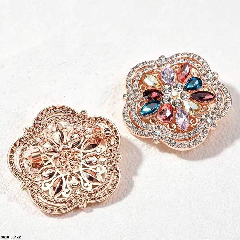 Floral Flower Zircon Broach