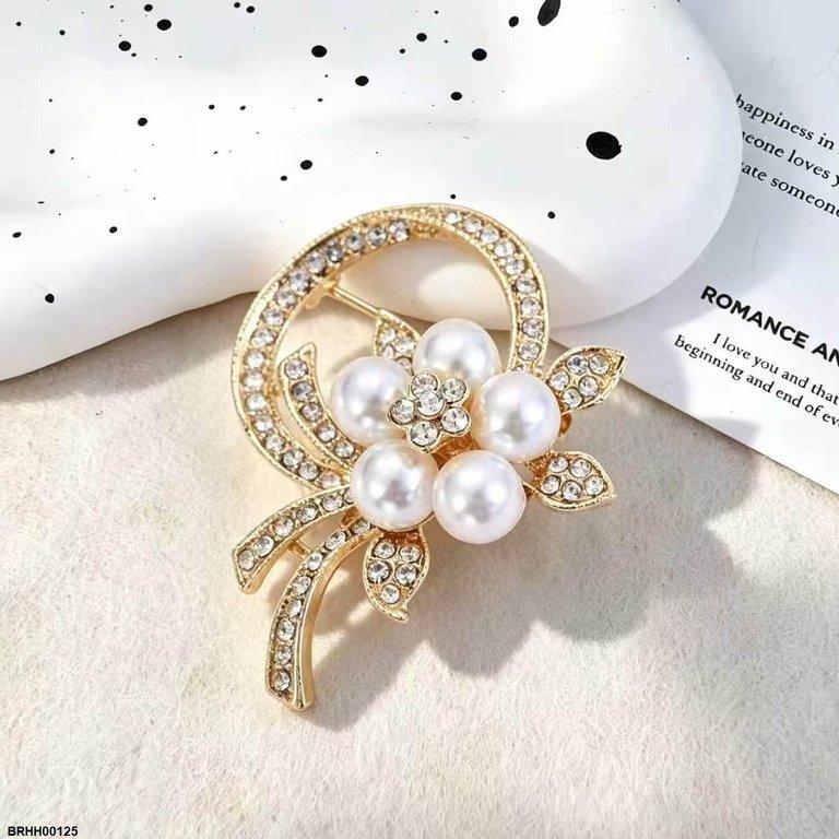 Ribbon/Retro Pearl Flower Zircon Broach