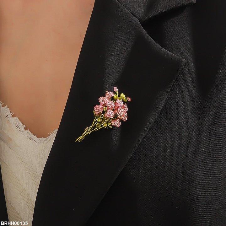 Pink Rose Bouquet Broach
