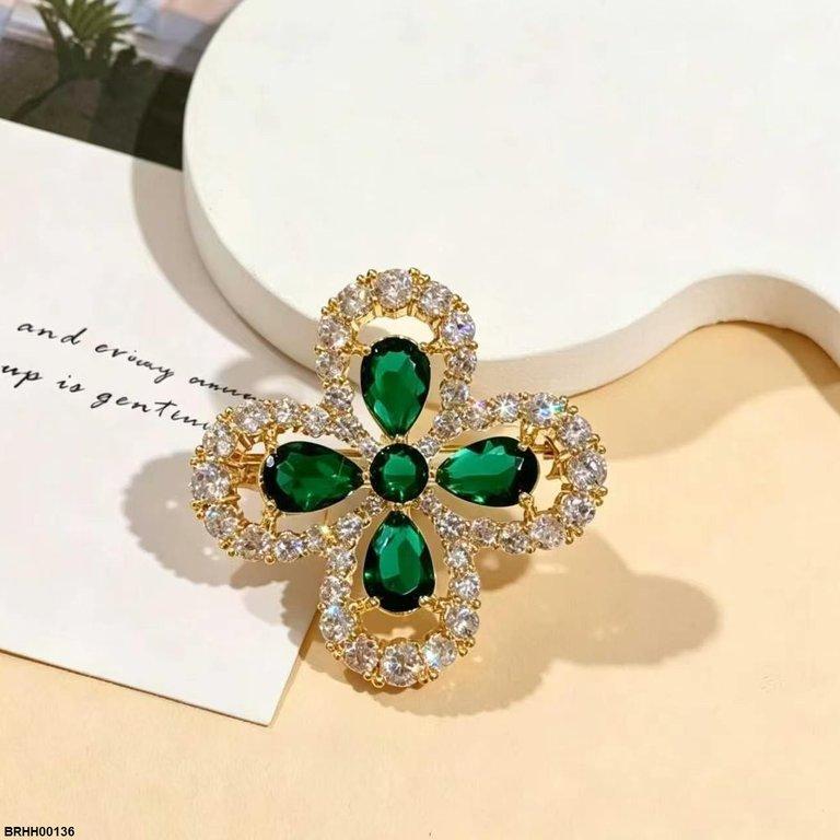 Floral Flower Zircon Broach