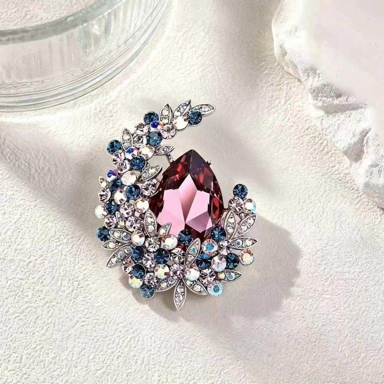 Tear Flower Zircon Broach