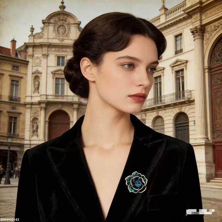 Blue Rose Zircon Broach